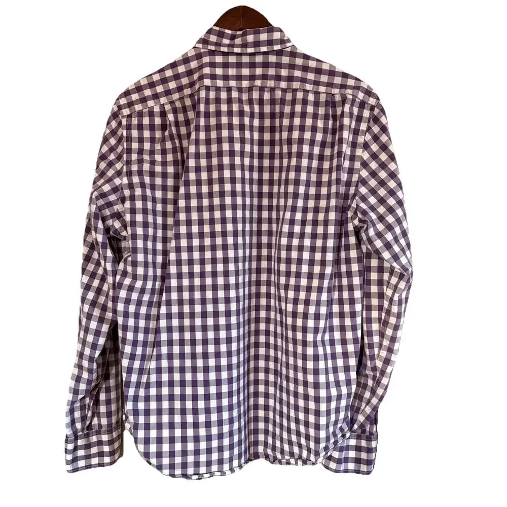 J. Crew Men’s Slim Fit Size Large Purple & White Check Long Sleeve Button Down